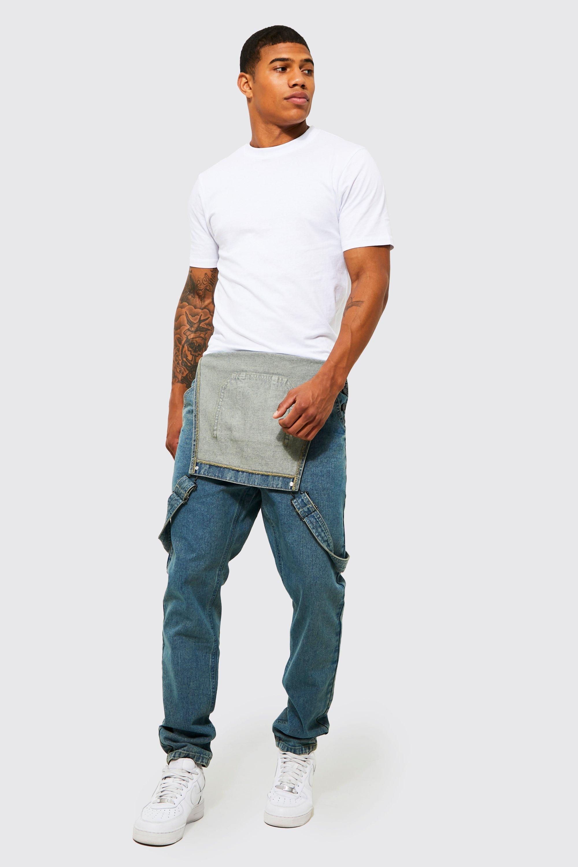 Men's Full Length Denim Dungarees | Boohoo UK